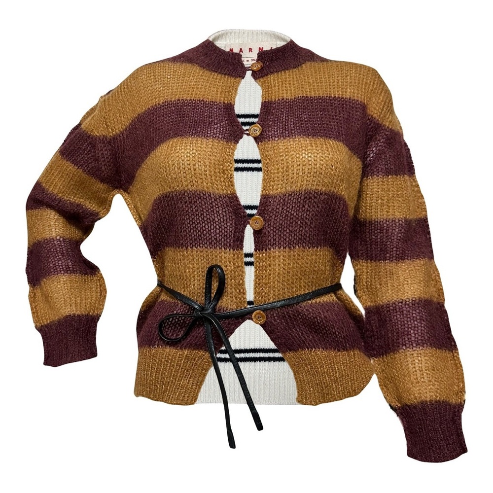 MARNI Pre Fall 2021 Belted Striped Knit Cardigan NWT
